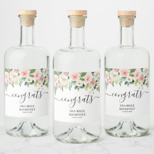 Floral Congrats Girl Afstuderen Likeurfles Etiket