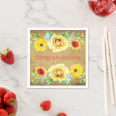 Floral Congratulations Paper Party Napkins Servet (Insitu)
