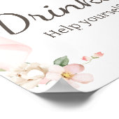 Floral Coquette Baby in Bloom Baby shower Drinken Poster (Hoek)
