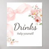 Floral Coquette Baby in Bloom Baby shower Drinken Poster (Voorkant)