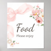 Floral Coquette Baby in Bloom Baby shower Eten Poster (Voorkant)