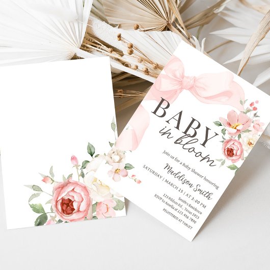 Floral Coquette Baby in Bloom Baby shower Kaart