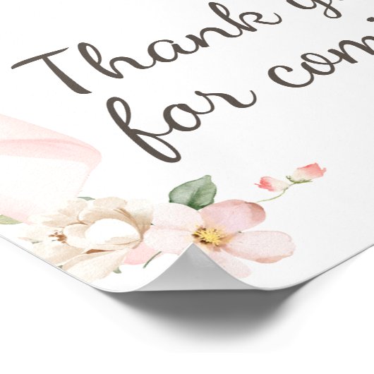 Floral Coquette Baby in Bloom Bedankt voor uw koms Poster (Hoek)