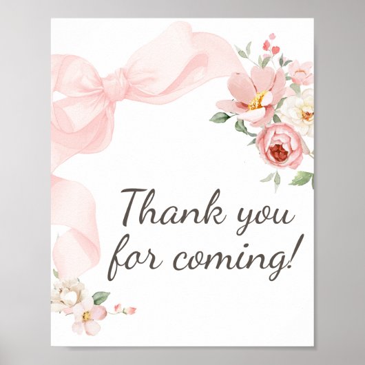 Floral Coquette Baby in Bloom Bedankt voor uw koms Poster (Voorkant)