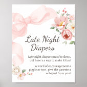 Floral Coquette Baby in Bloom Late Night Luiers Poster (Voorkant)