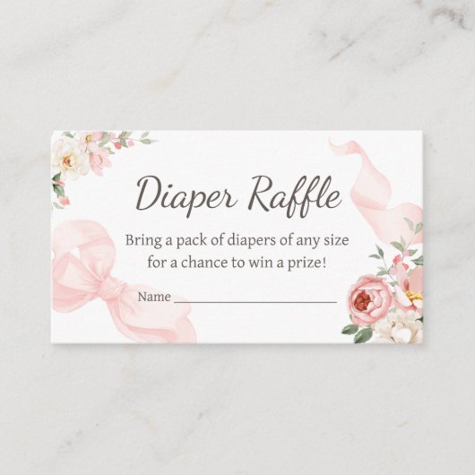 Floral Coquette Baby in Bloom Luier Raffle Informatiekaartje (Voorkant)