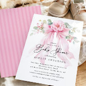 Floral Coquette Bow Baby shower Kaart