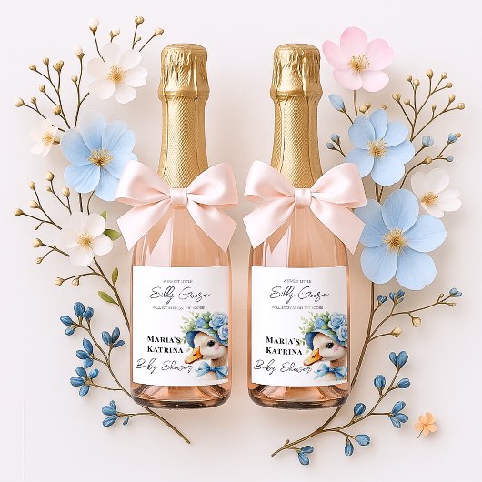 Floral Coquette Bow Silly Goose Boy Baby shower Wijn Etiket