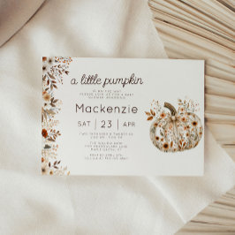 Floral Coquette Little Pumpkin Baby shower Kaart