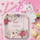 floral Coquette roze strik vrijgezellenfeest Papieren Bordje (Feest)