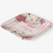 floral Coquette roze strik vrijgezellenfeest Papieren Bordje (Gebogen)