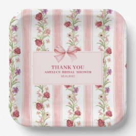  floral Coquette roze strik vrijgezellenfeest Papieren Bordje