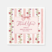  floral Coquette roze strik vrijgezellenfeest Servet (Voorkant)