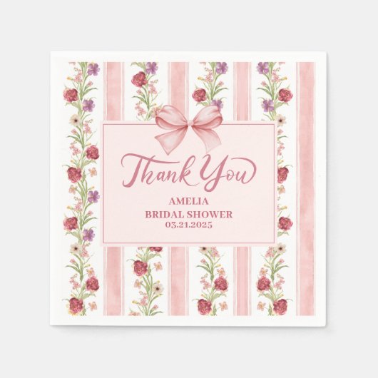  floral Coquette roze strik vrijgezellenfeest Servet (Voorkant)