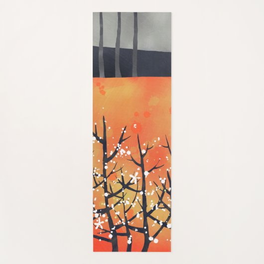 Floral Coral Abstract Sinaasappel Yogamat (Voorkant)