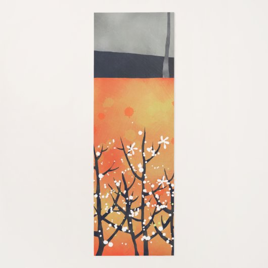 Floral Coral Abstract Sinaasappel Yogamat (Achterkant)