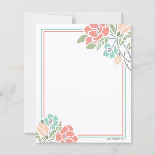 Floral Coral Blauwgroen Weddenschap (Achterkant)