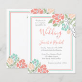 Floral Coral Blauwgroen Weddenschap (Voorkant / Achterkant)