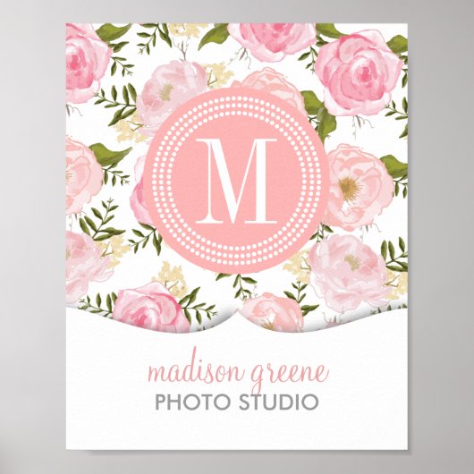 "Floral Coral Peach Girly Flowers" Poster (Voorkant)