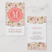  "Floral Coral Peach Girly Flowers" Visitekaartje (Voorkant / Achterkant)