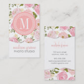 "Floral Coral Peach Girly Flowers" Visitekaartje (Voorkant / Achterkant)