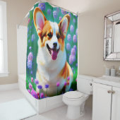 Floral Corgi Douchegordijn (In situ)