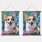 Floral Corgi Hangend Wandkleed (Dubbel)