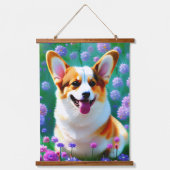 Floral Corgi Hangend Wandkleed (Voorkant 2)