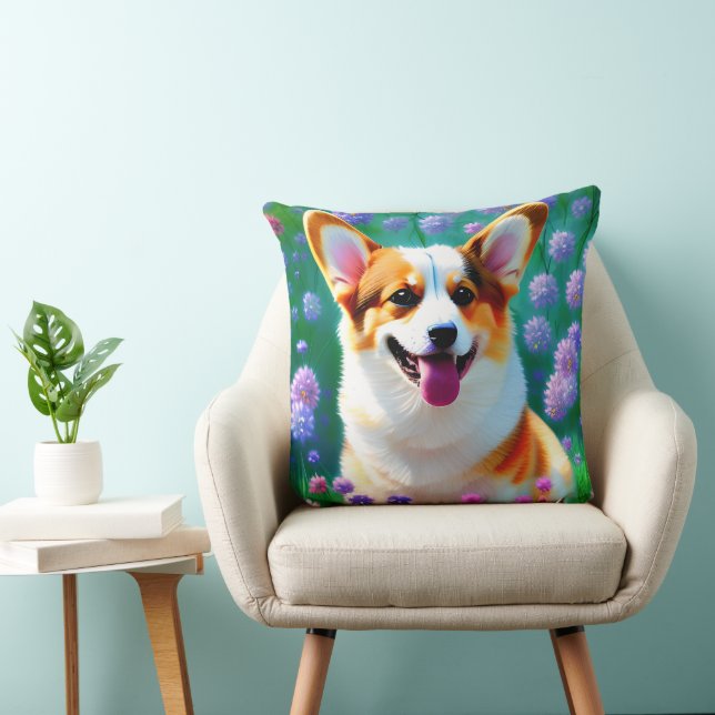 Floral Corgi Kussen (Stoel)