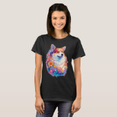 Floral Corgi rainbow  Cute Dog Graphic T-shirt (Voorkant volledig)