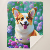 Floral Corgi Sherpa Deken (Voorkant)