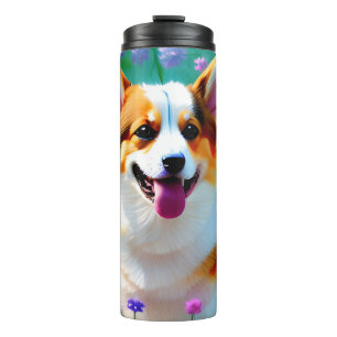 Floral Corgi Thermosbeker
