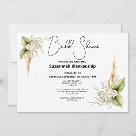 Floral Corner Border Vrijgezellenfeest Stijlvol Kaart (Voorkant)