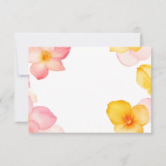 Floral Corner Frame Pink and Yellow Flowers PNG Kaart (Voorkant)