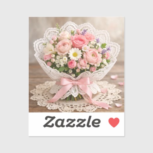 Floral Corner Wedding Napkin Sticker (Vel)