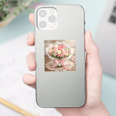 Floral Corner Wedding Napkin Sticker (Telefoon)