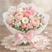 Floral Corner Wedding Napkin Sticker (Voorkant)