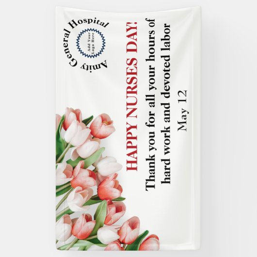 Floral Corporate Happy Nurses Day Spandoek (Verticaal)