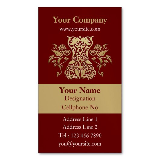 Floral Corset Damask Icon Verticaal Magnetisch Visitekaartje (Voorkant Verticaal)