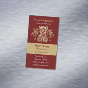 Floral Corset Damask Icon Verticaal Magnetisch Visitekaartje