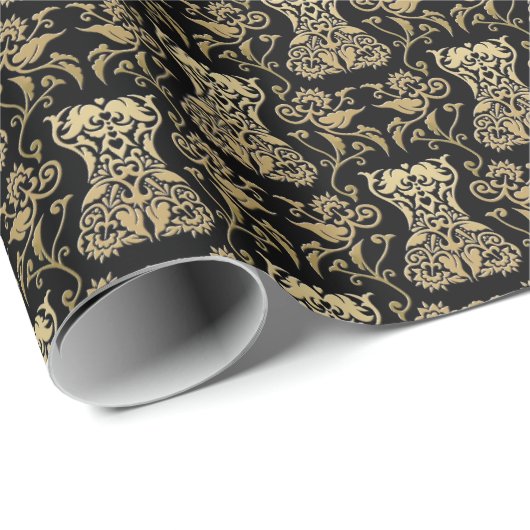 Floral Corset Damask Patroon Cadeaupapier (Rol Hoek)