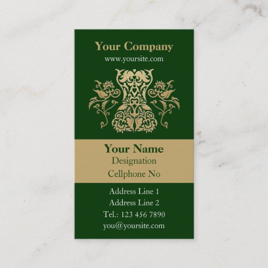 Floral Corset Damask Patroon Verticaal Visitekaartje (Voorkant)