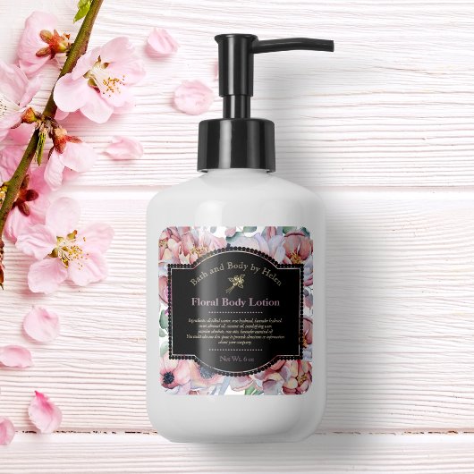 Floral Cosmetics Bottle Label - Mauve and lila