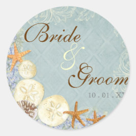 Floral Cottage by Sea Shells Beachy Wedding Ronde Sticker