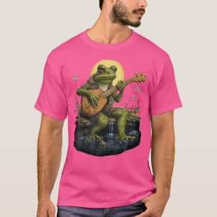 Floral Cottagecore Frog spelen akoestische gitaar T-shirt
