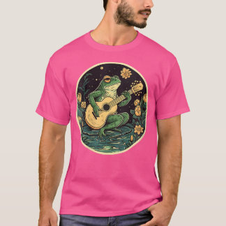 Floral Cottagecore Frog spelen akoestische gitaar T-shirt