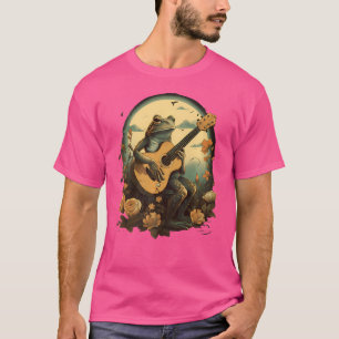Floral Cottagecore Frog spelen akoestische gitaar T-shirt