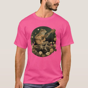 Floral Cottagecore Frog spelen akoestische gitaar T-shirt