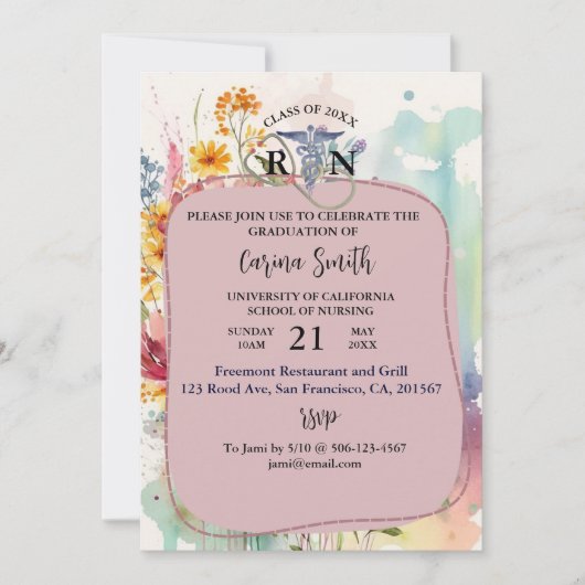 Floral Cottcore Afstuderen verpleegschool Kaart (Voorkant)