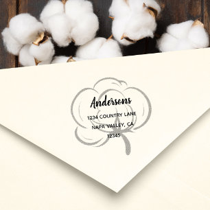 Floral Cotton Boll Return-adres Rubberstempel